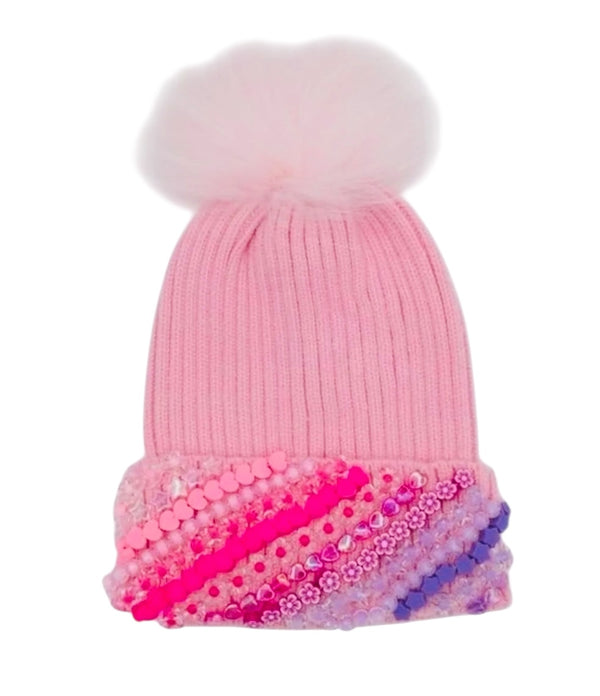 Bari Lynn Charms Hat With Pom Pom- Pink Everything But The Princess