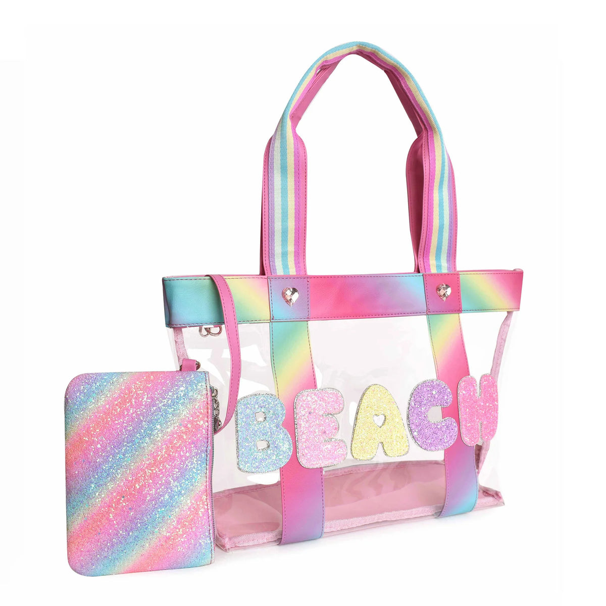&#39;Beach&#39; Clear Tote Bag with Pouch