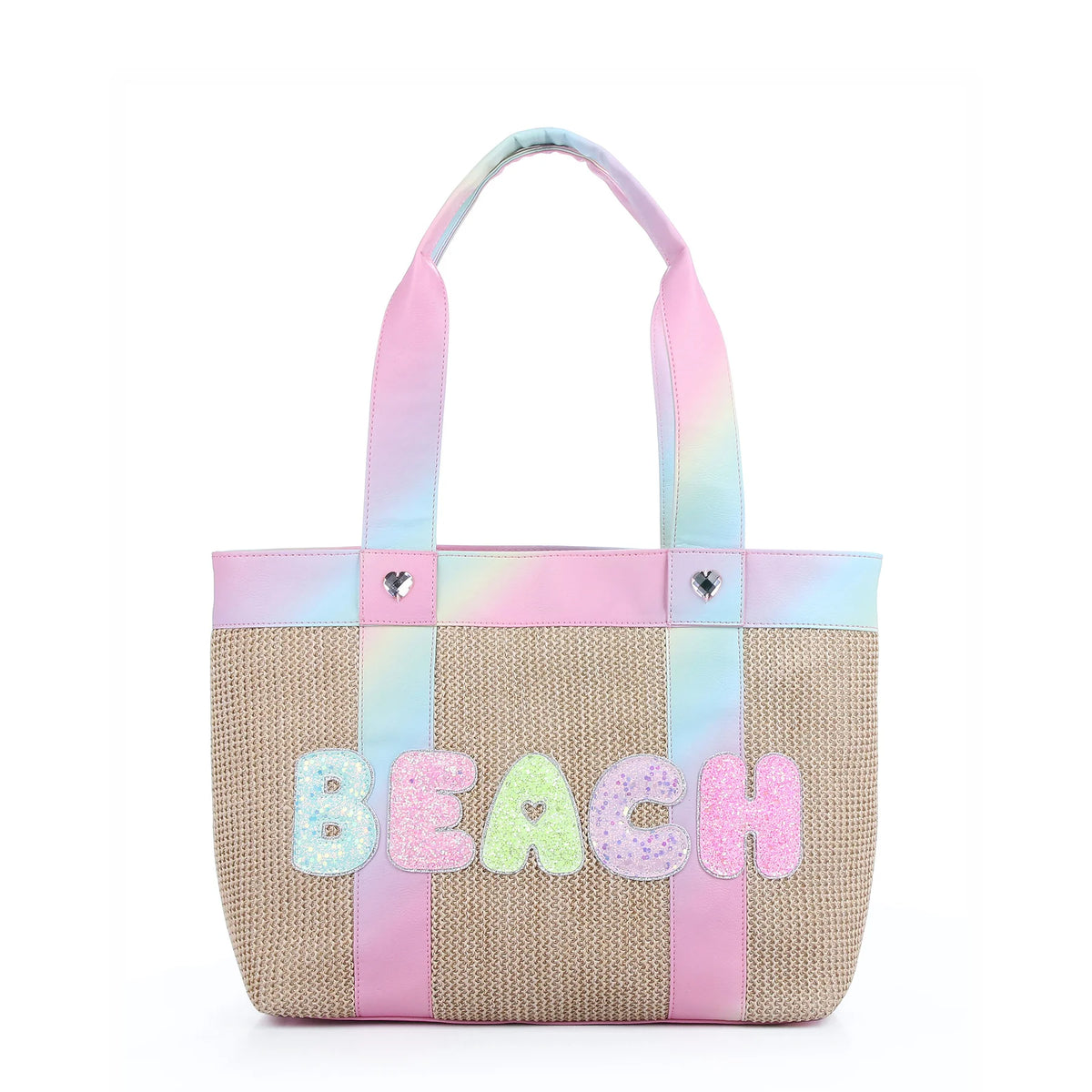 &#39;Beach&#39; Straw Tote Bag