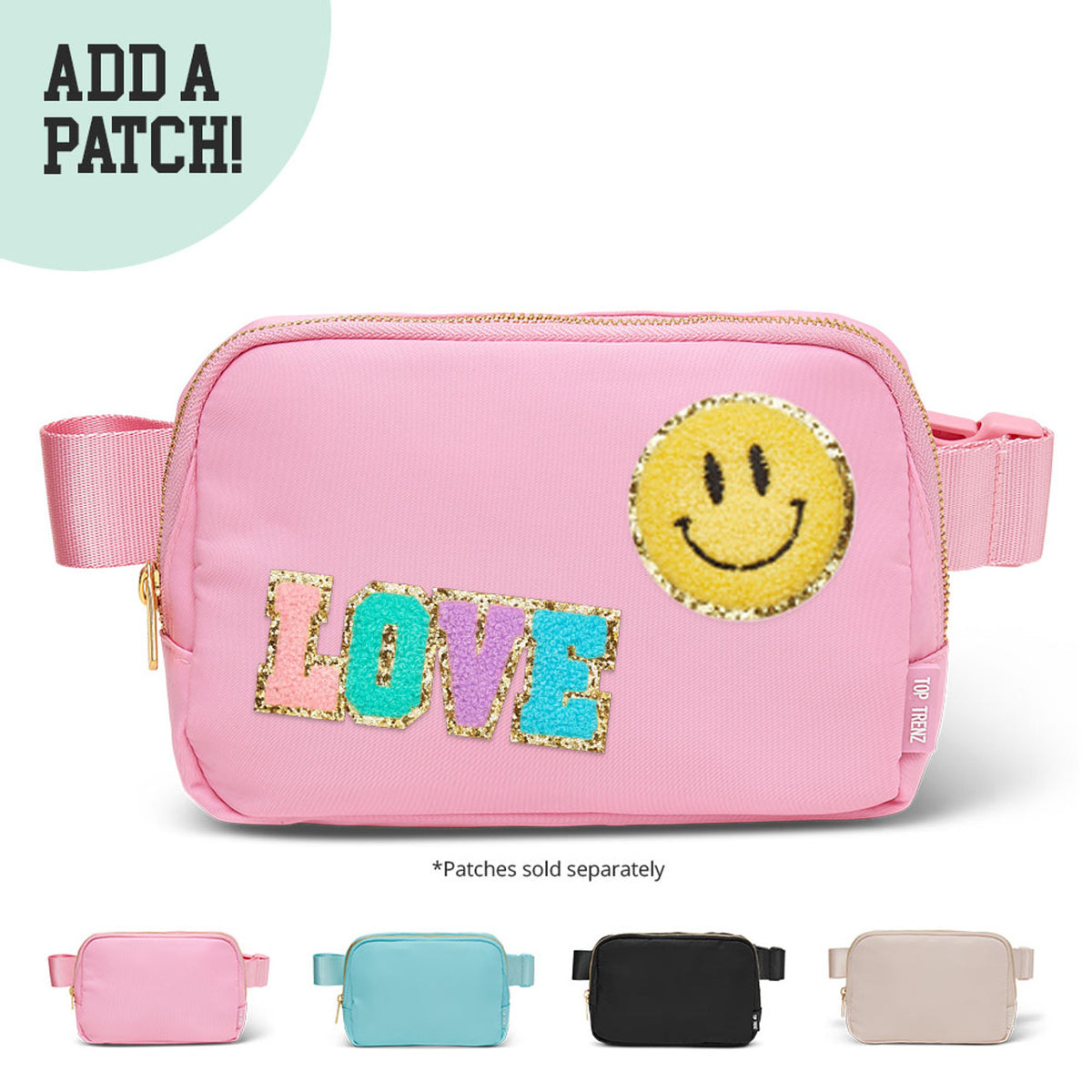 Top Trenz Nylon Belt Bag - Customize With Patches * 4 Colors *