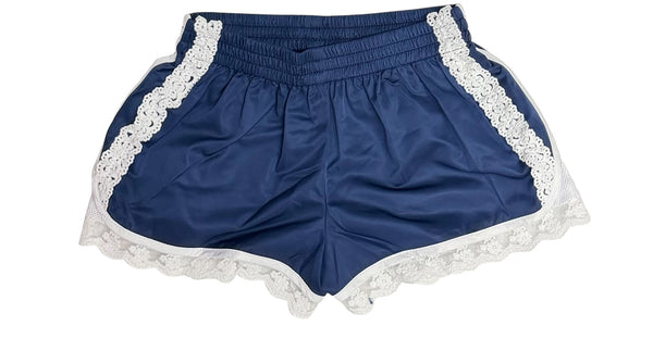 KatieJ NYC Birdie Lace Trim Shorts Evening Blue | Tween Girls