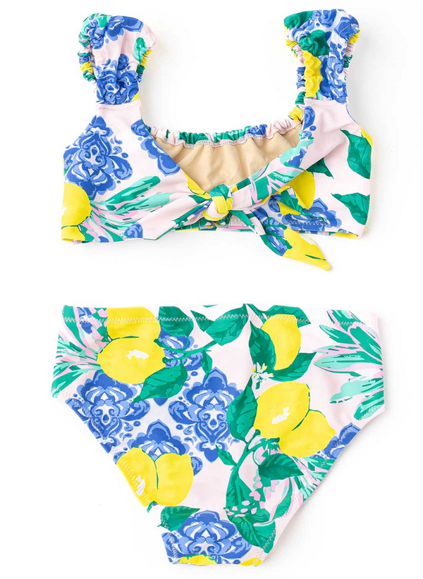 Girls Lemon Print Swimsuit | Shade Critters Santorini Citrus One