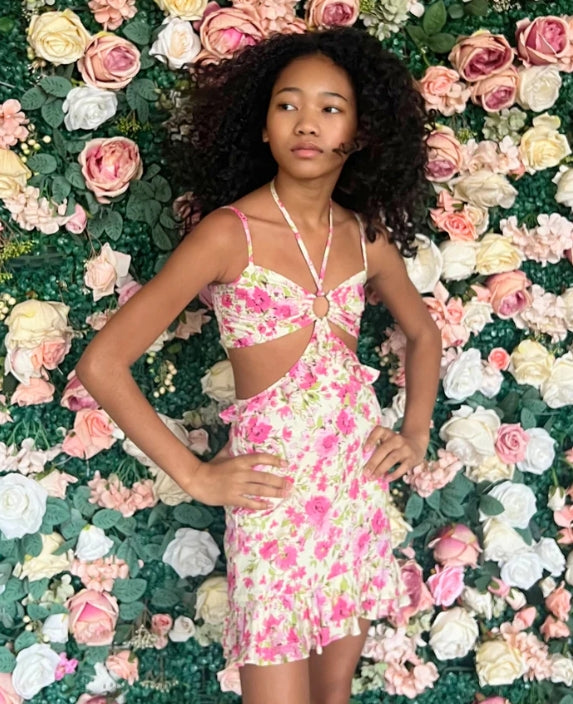 KatieJ NYC Tween Zara Cut Out Dress Vacay Floral Everything