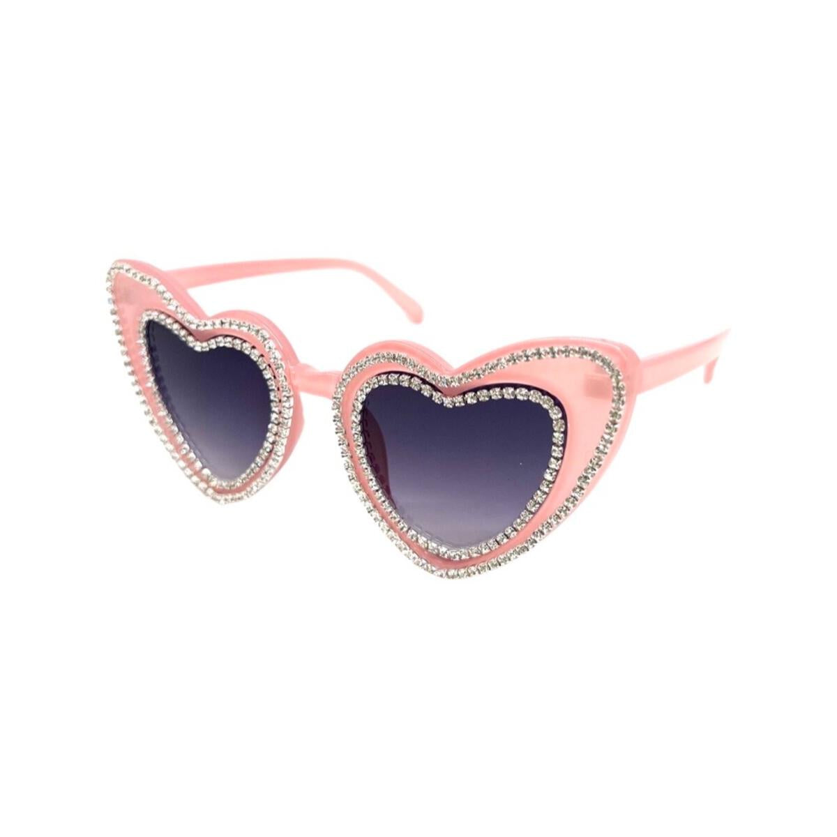 Bari Lynn Crystal Heart Sunglasses- Pink