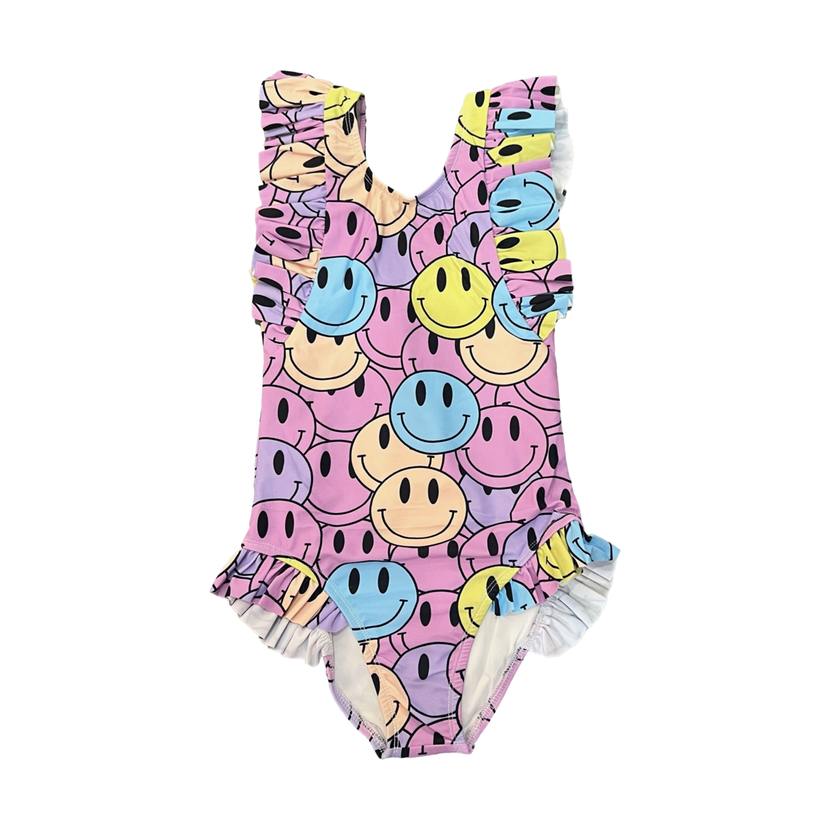 Tweenstyle Smiles Print Ruffle 1pc Swimsuit
