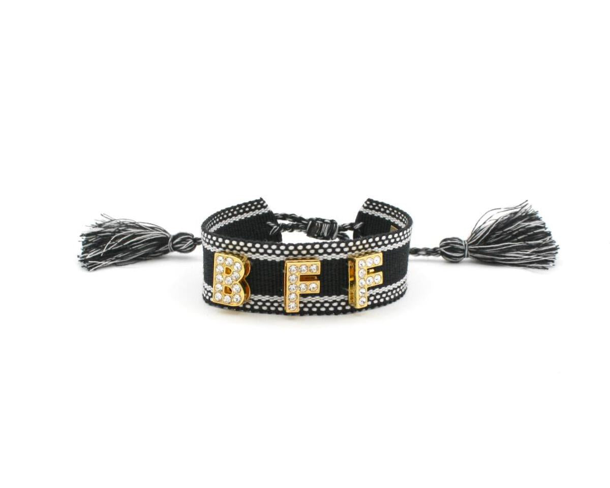 Bari Lynn Adjustable Woven Bracelet - Black &amp; White BFF