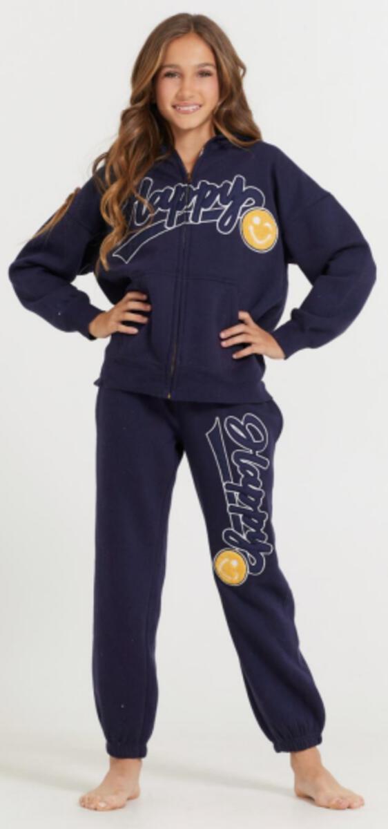 Vintage Havana Kids Navy Happy Zip Up Hoodie