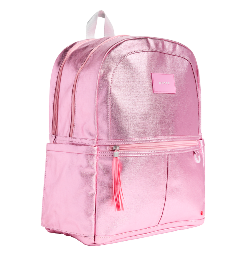 State Bags Kane Kids Double Pocket 16" Backpack -Pink Metallic