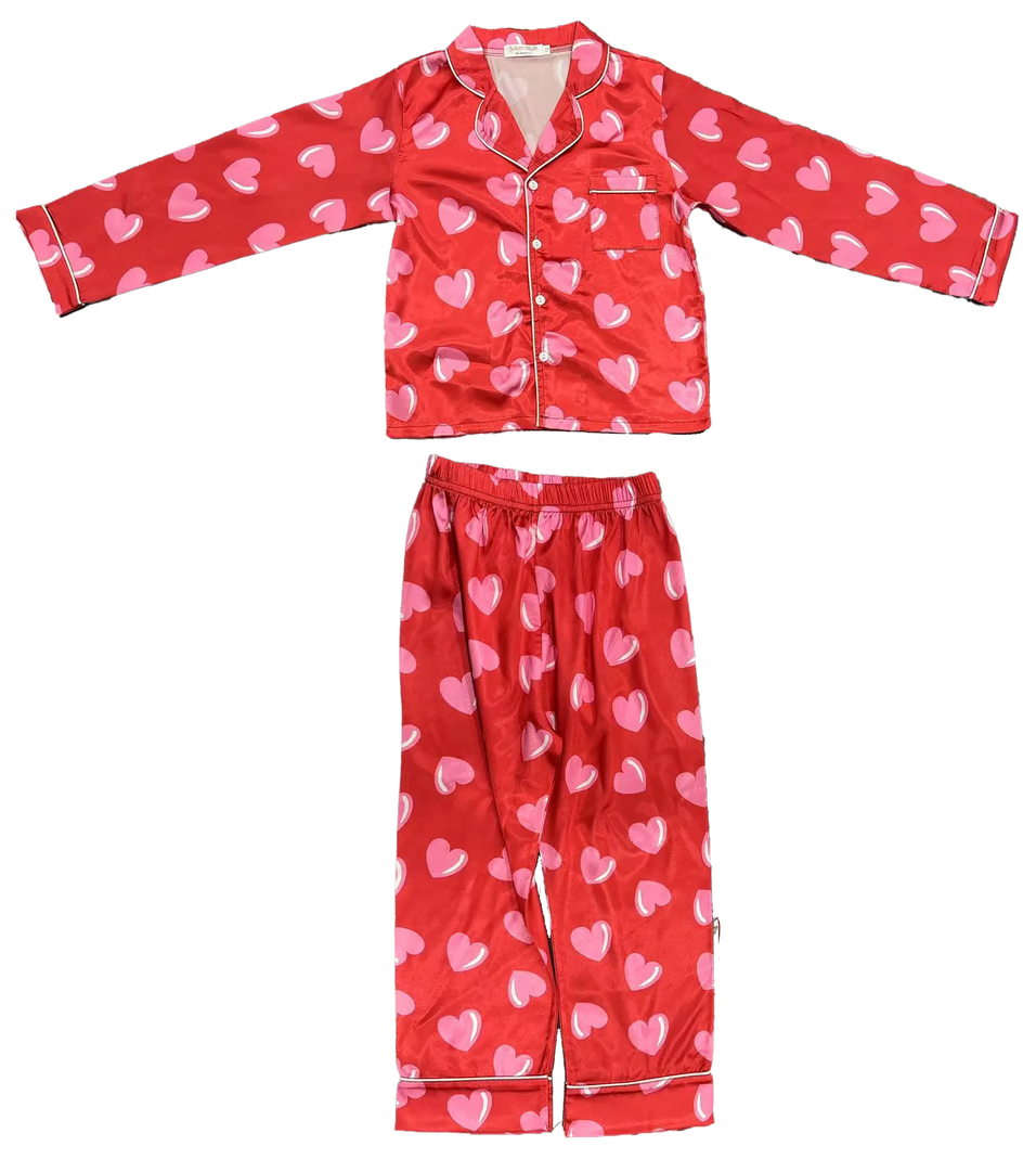 Tweenstyle Red + Pink Heart Print 2pc Lounge Set
