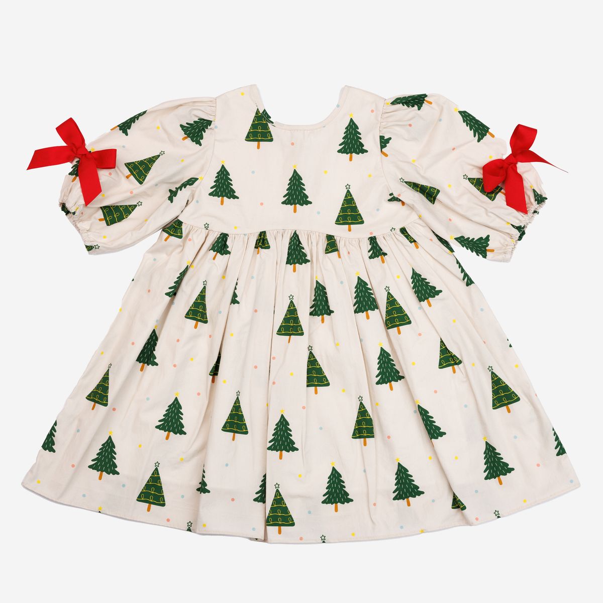 Petite Hailey Holiday Trees Balloon Dress