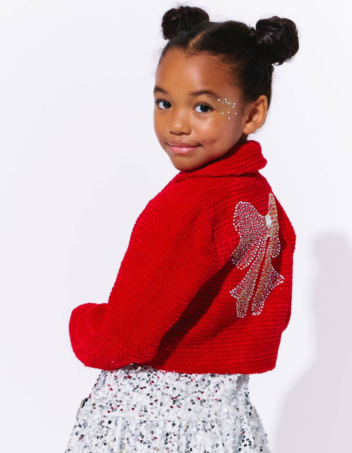 Lola + The Boys Scarlet Shimmer Bow Jacket