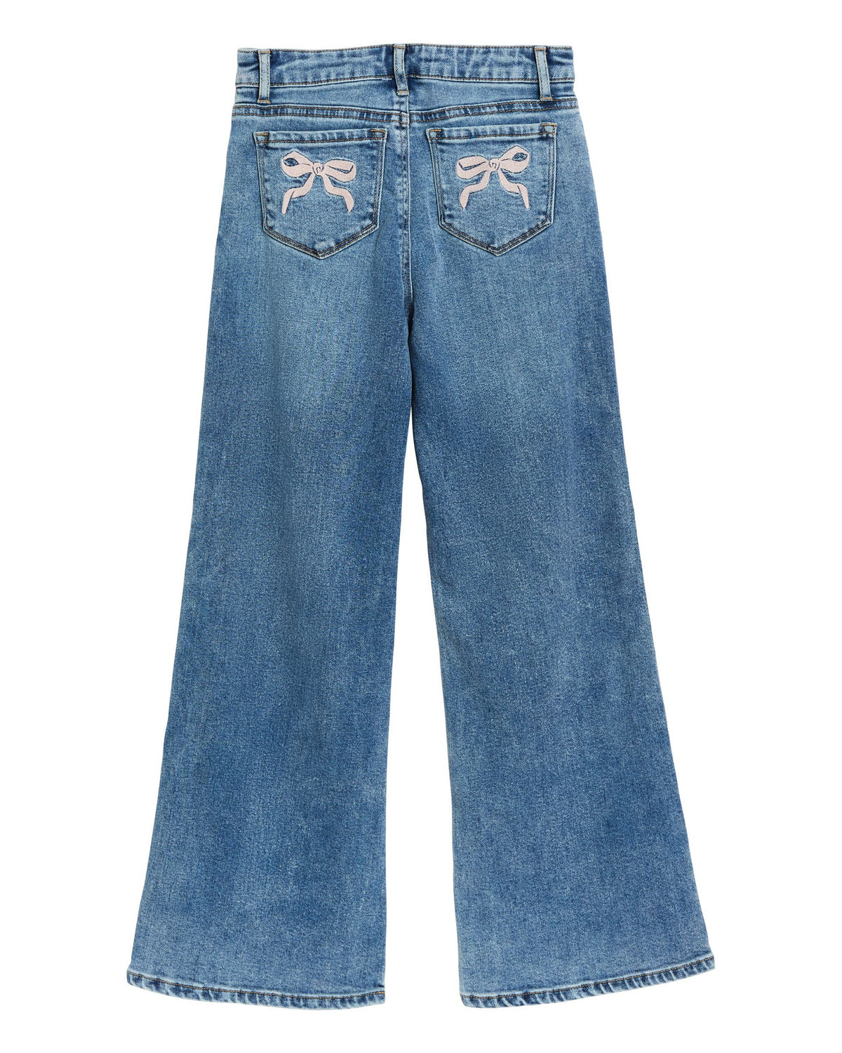 Tractr Wide Leg Jeans With Bow Pockets