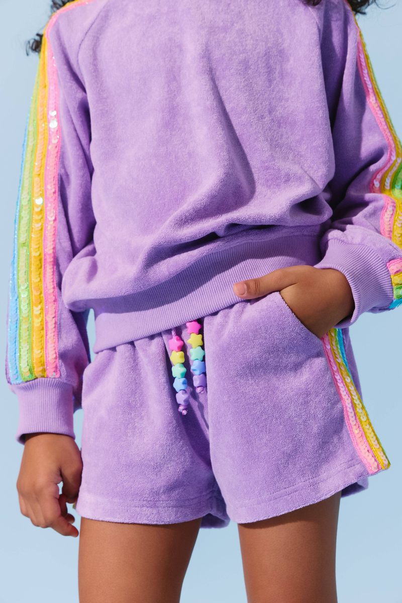 Lola and The Boys Lavender Rainbow Sequin Stripe Short Set