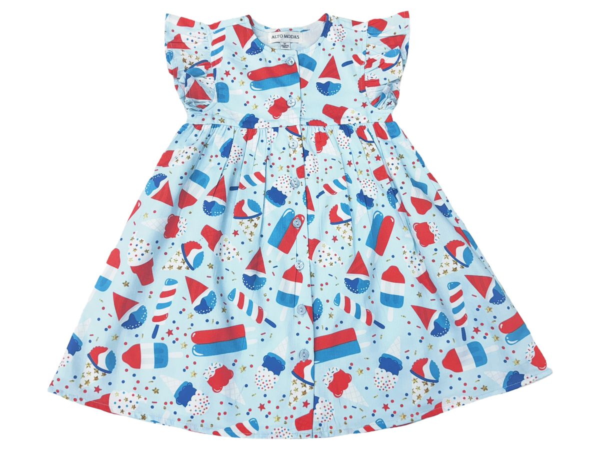 Red white and blue Fourth of July girls dress