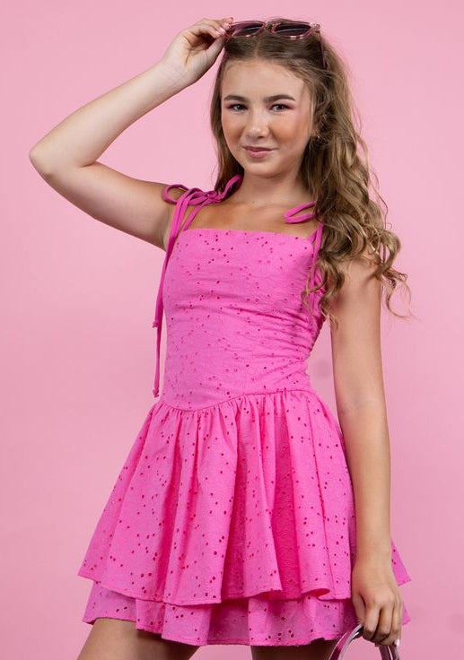 Vestido camisero de cuello alto Selena de Miss Behave Girls - Floral rojo