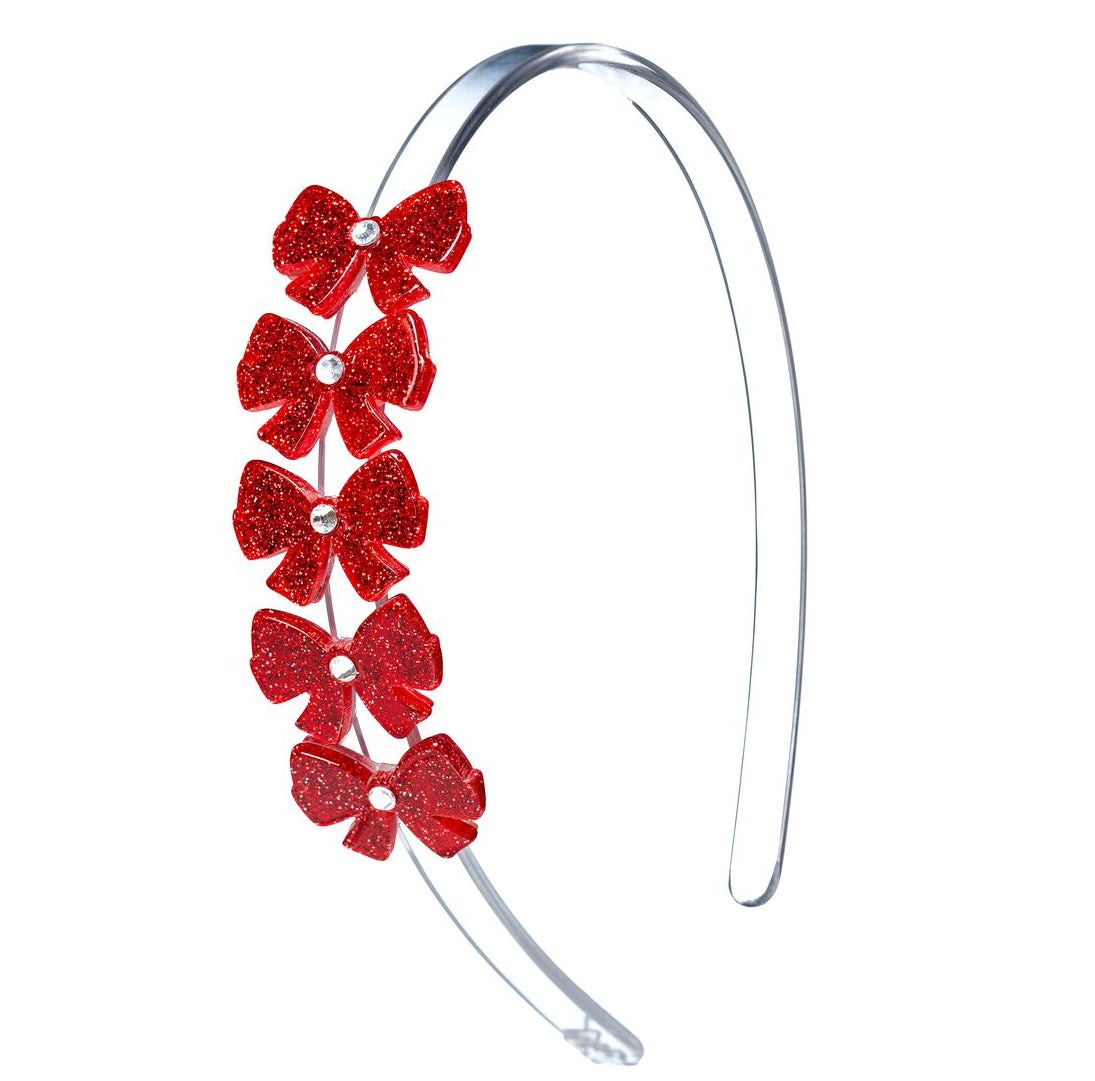 Lilies & Roses Bows Glitter Red Headband
