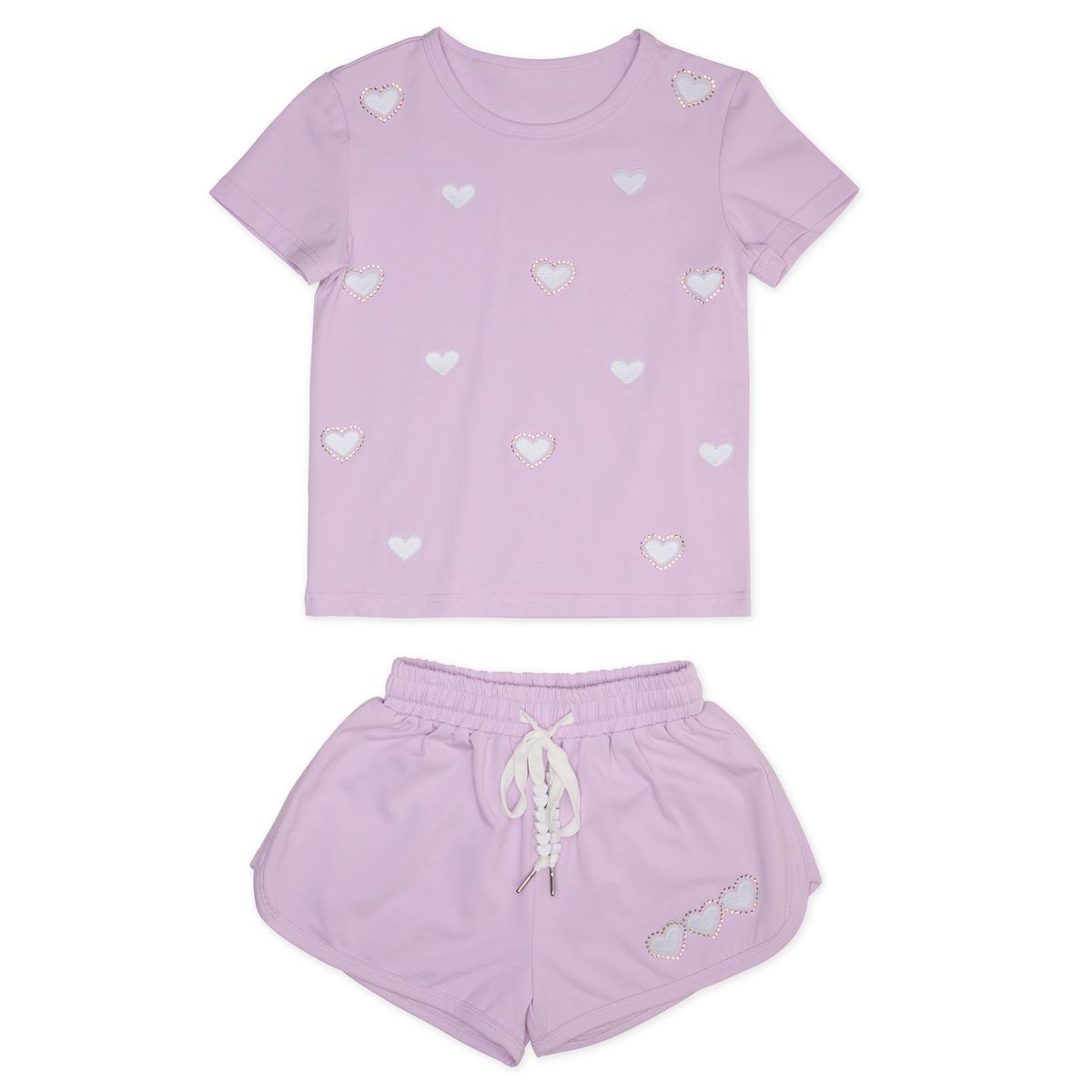 Dreamers 2pc Chelsea Lavender Hearts Short Set