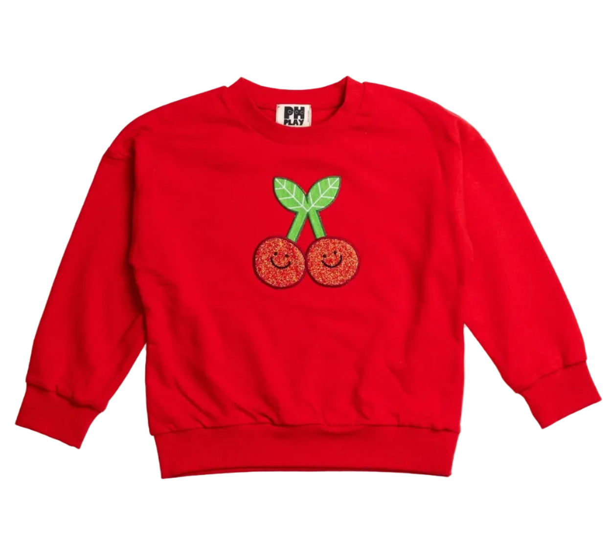 girls sweatshirt with smiling cherries