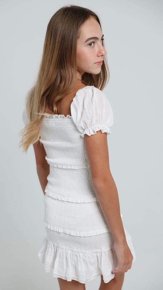 tween white dress for school promotion ceremony