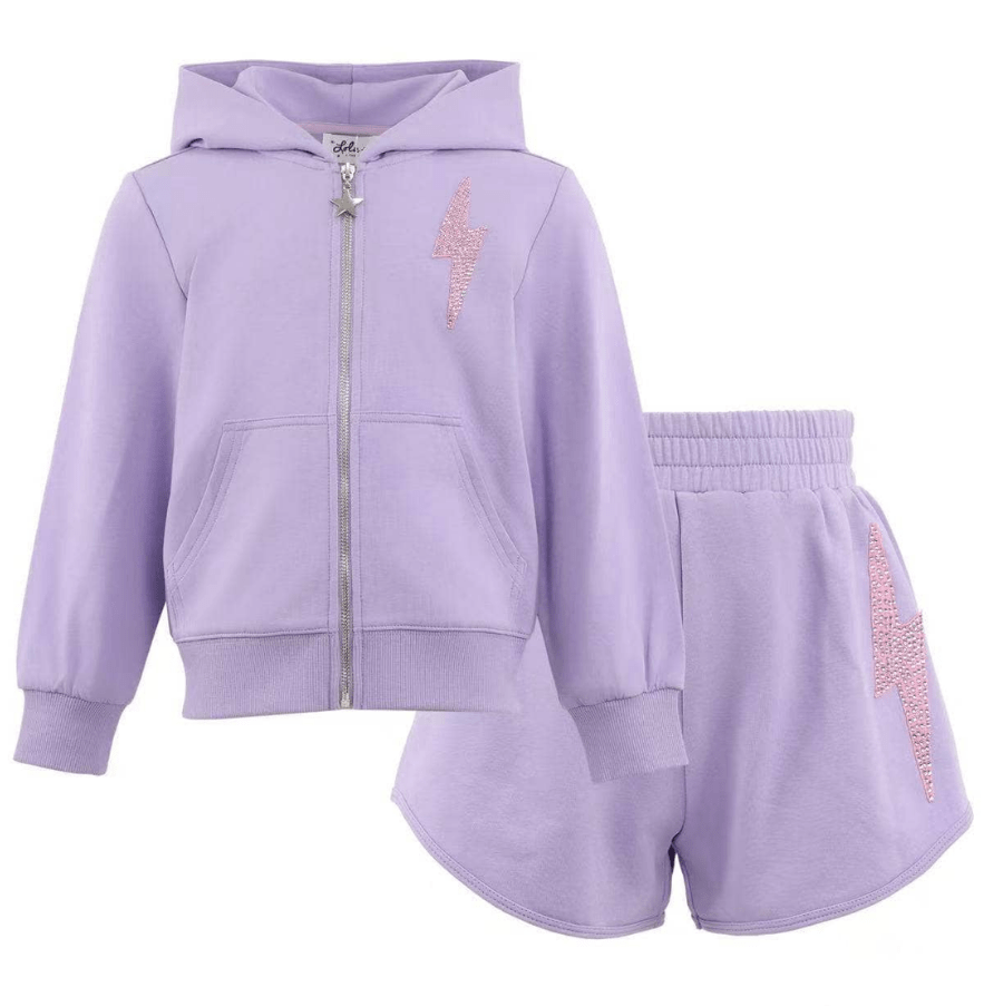 Lola and The Boys Lavender Shimmer Bolt Short Set