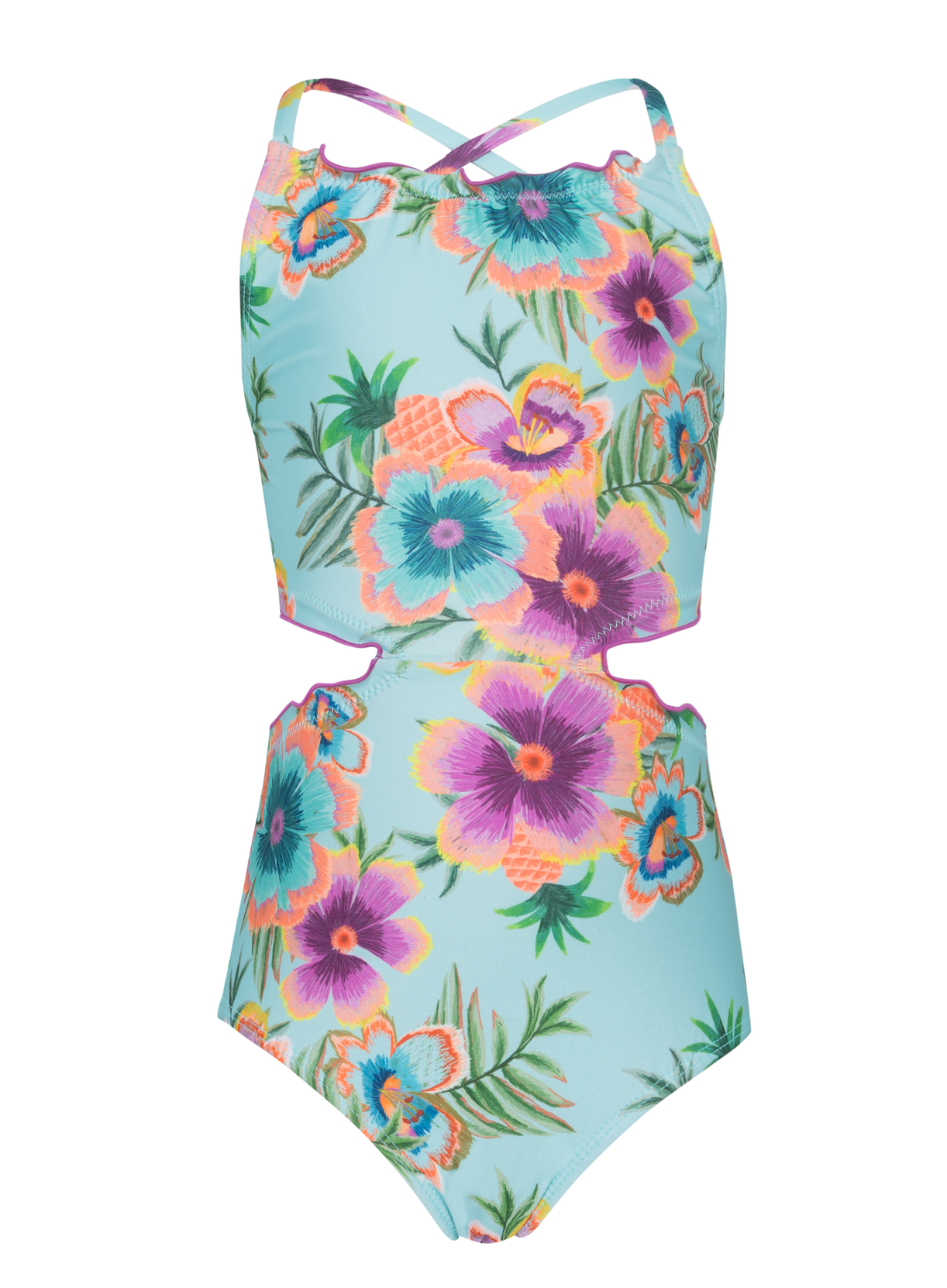 PQ Kids Turquoise Junie Side Cut Out One Piece Swimsuit