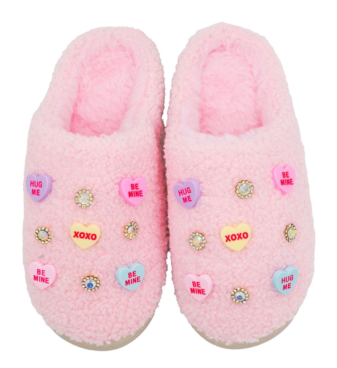 Bari Lynn Pink Conversation Hearts Slippers