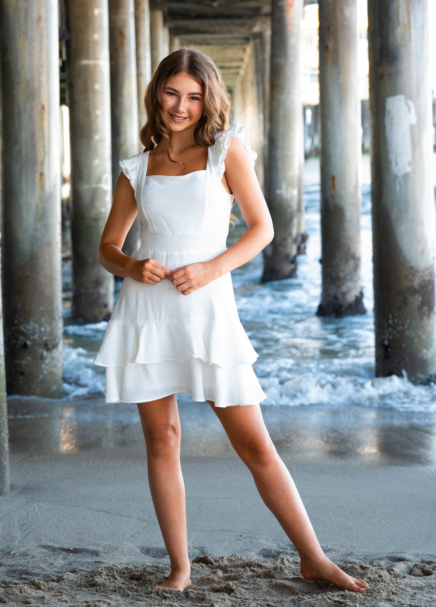 Miss Behave Girls Tracy Dress - White