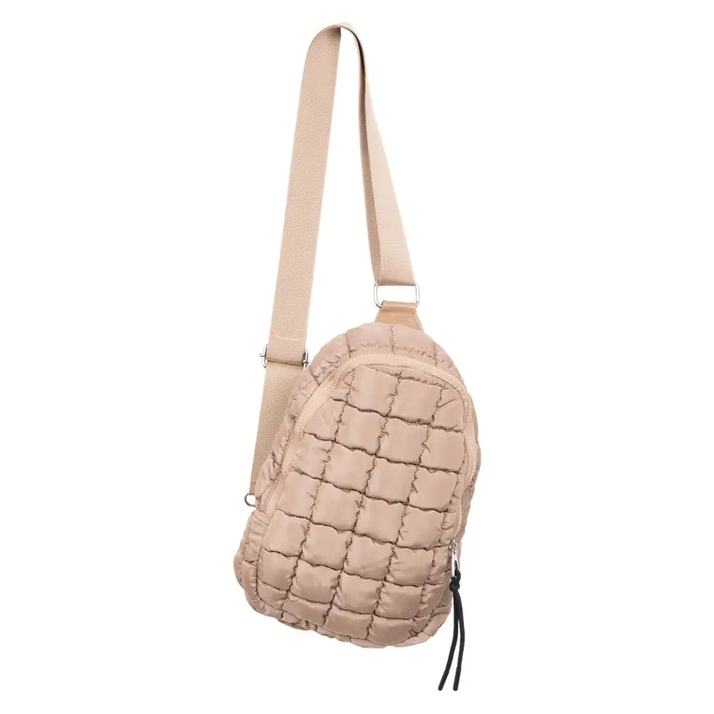 Quilted Crossbody Bag- Tan