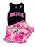 Flowers By Zoe Neon Pink Palm Tree Knit Ruffle Hem Shorts