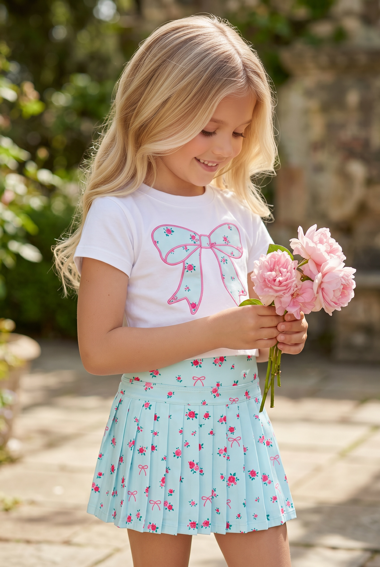 Sweet Wink floral bow graphic tee for girls
