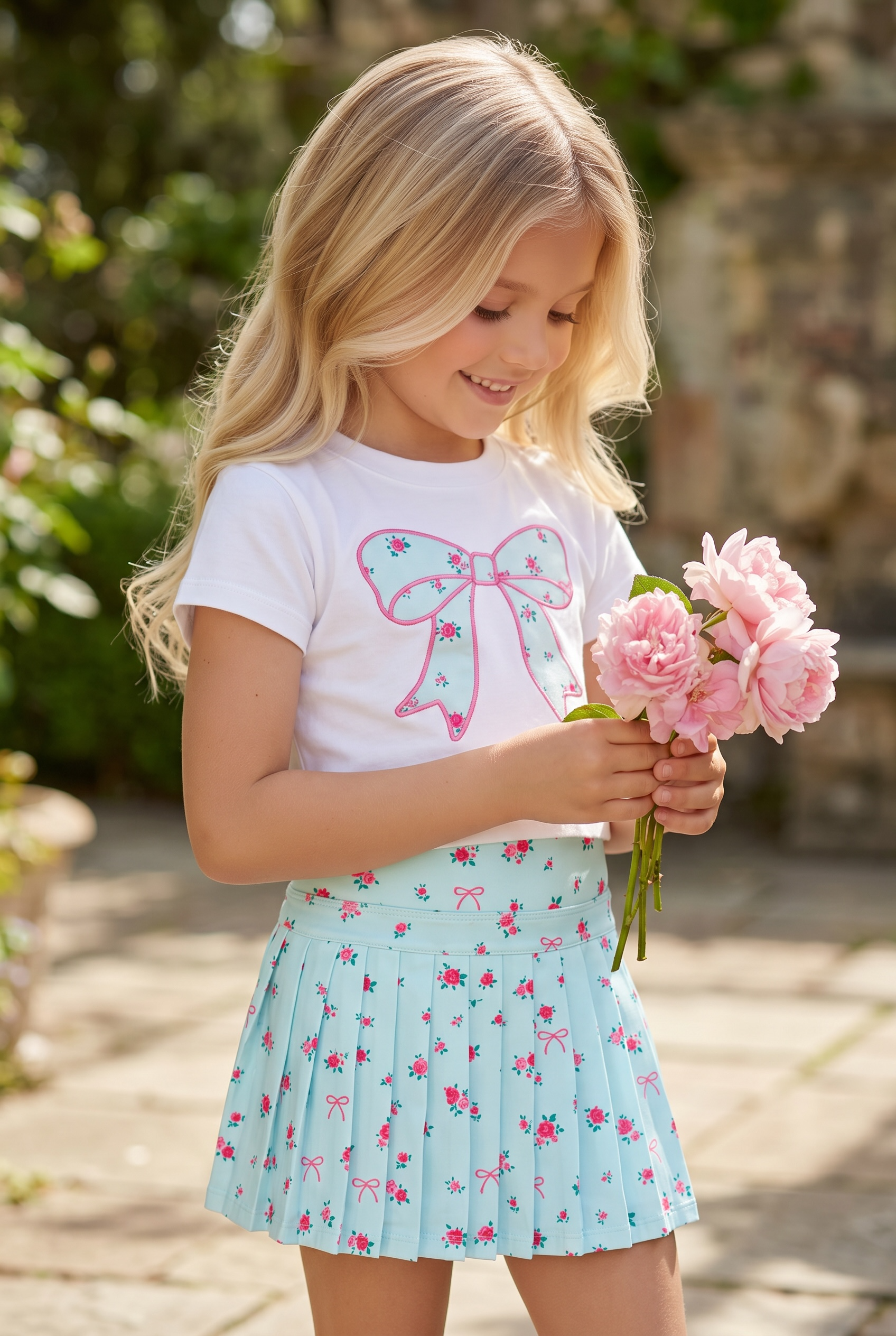 Sweet Wink floral bow graphic tee for girls