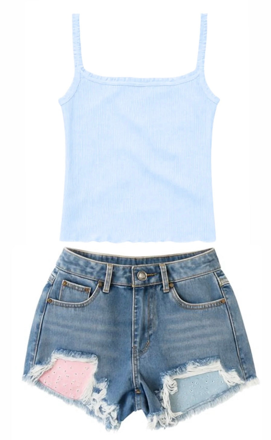 KatieJ NYC Malibu Denim Shorts- Pastel Bandana