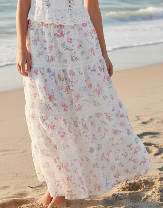 Flowers By Zoe Tween Floral Bouquet Eyelet Maxi Skirt