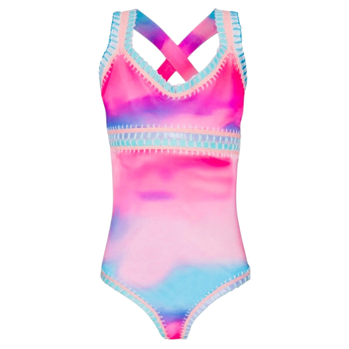 Bikini con bordado de arcoíris turquesa para niños de PQ