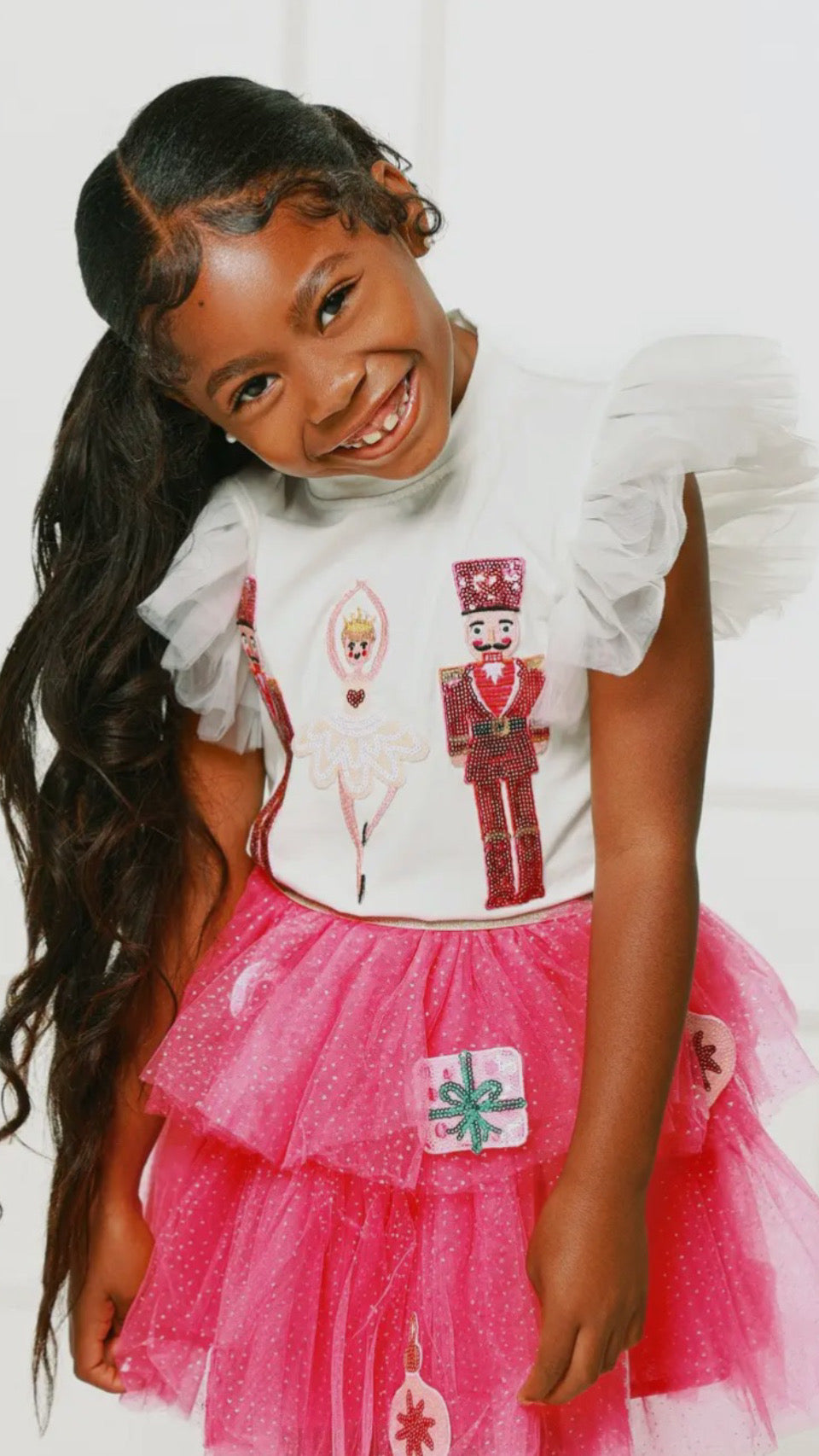 Three Wildflower Designs Candy Cane + Present Patched Tulle Skirt