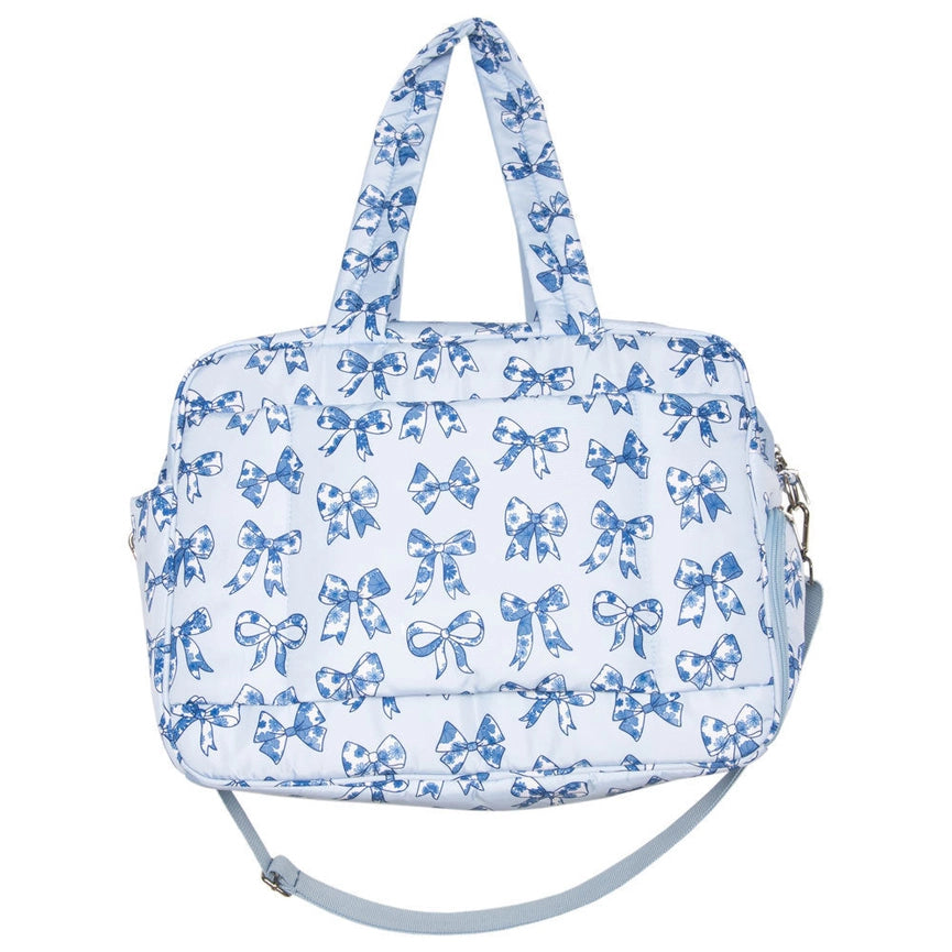 Blue Toile Coquette Bows 18&quot; Weekender/Travel Bag