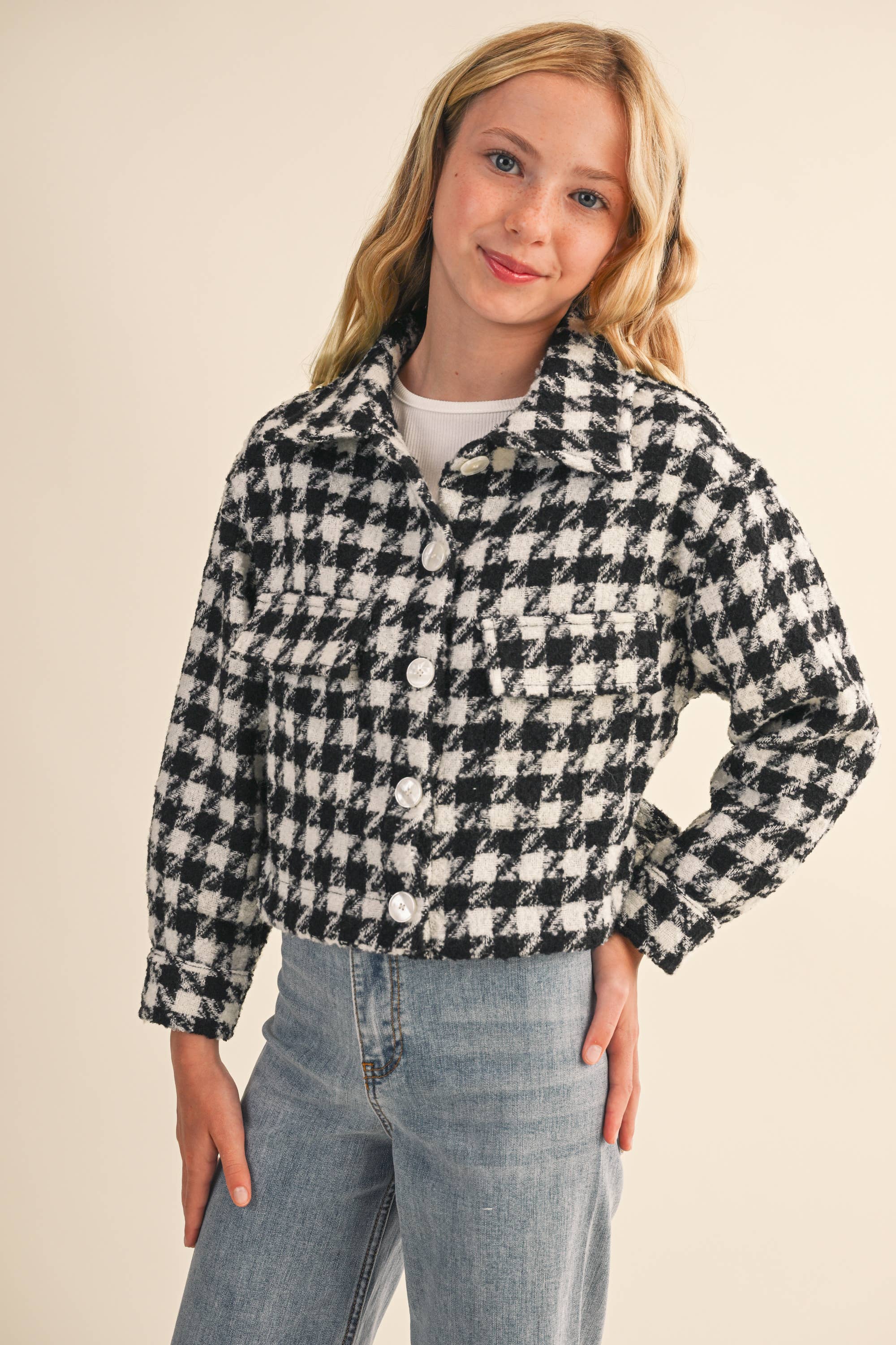 Heart & Arrow Tweed Houndstooth Cropped Jacket