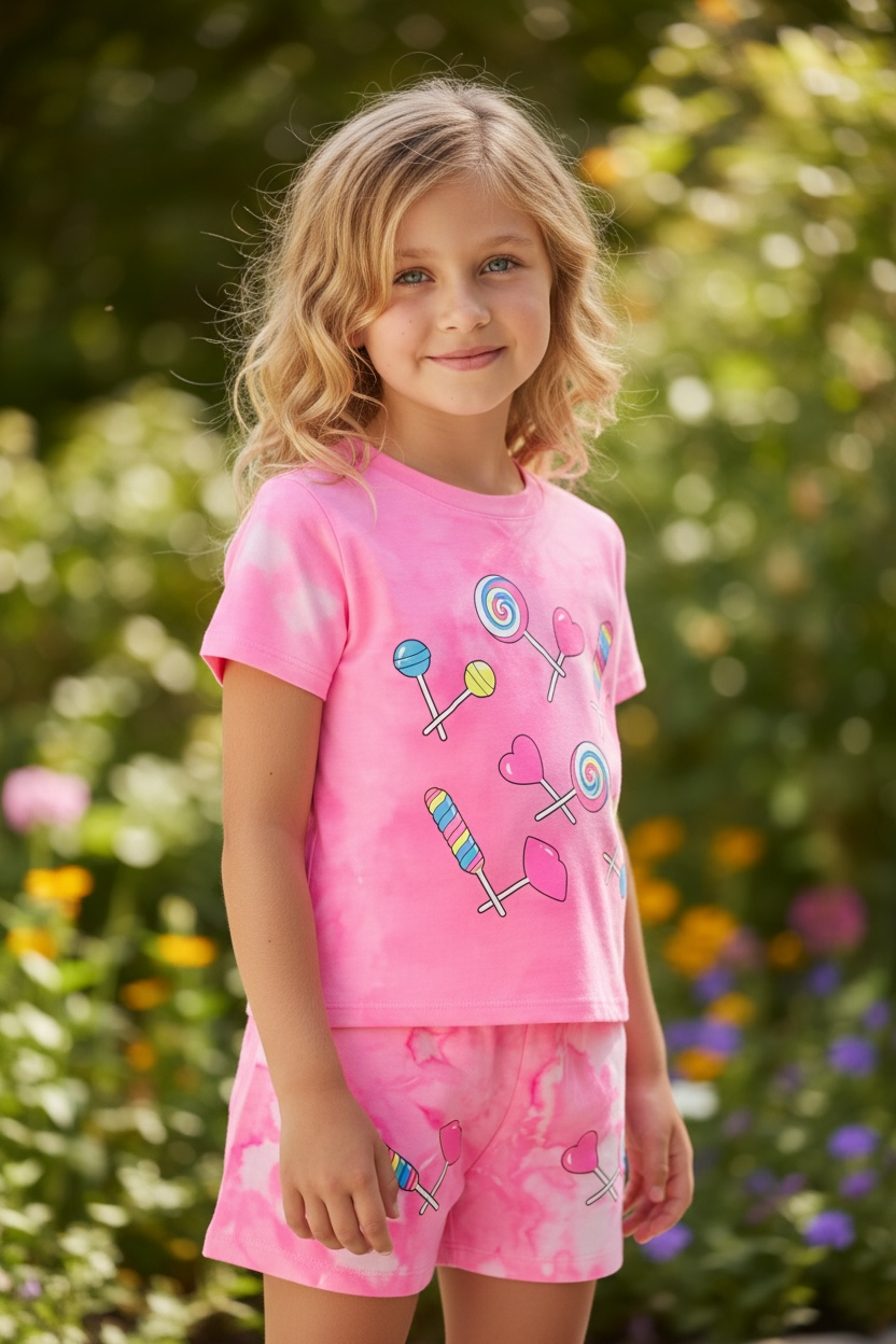 Firehouse Girls Lollipop Duo Shorts- Neon Pink Cloud