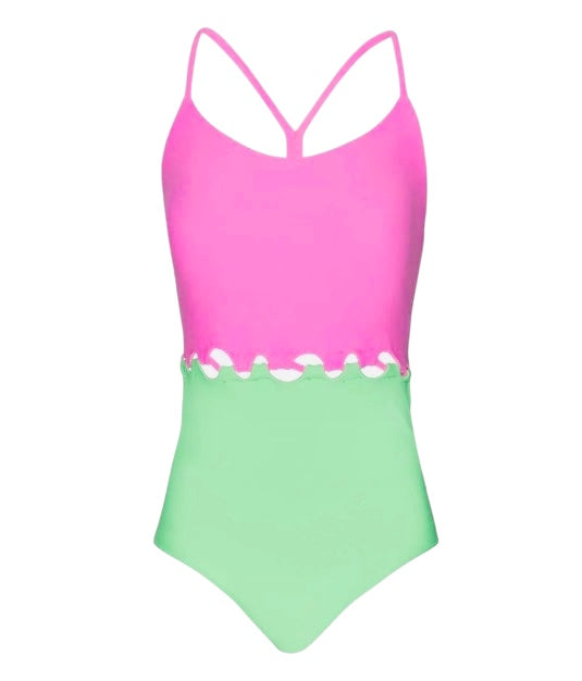 PQ Kids Neon Pink + Lime  Cammy Loop 1pc Swimsuit