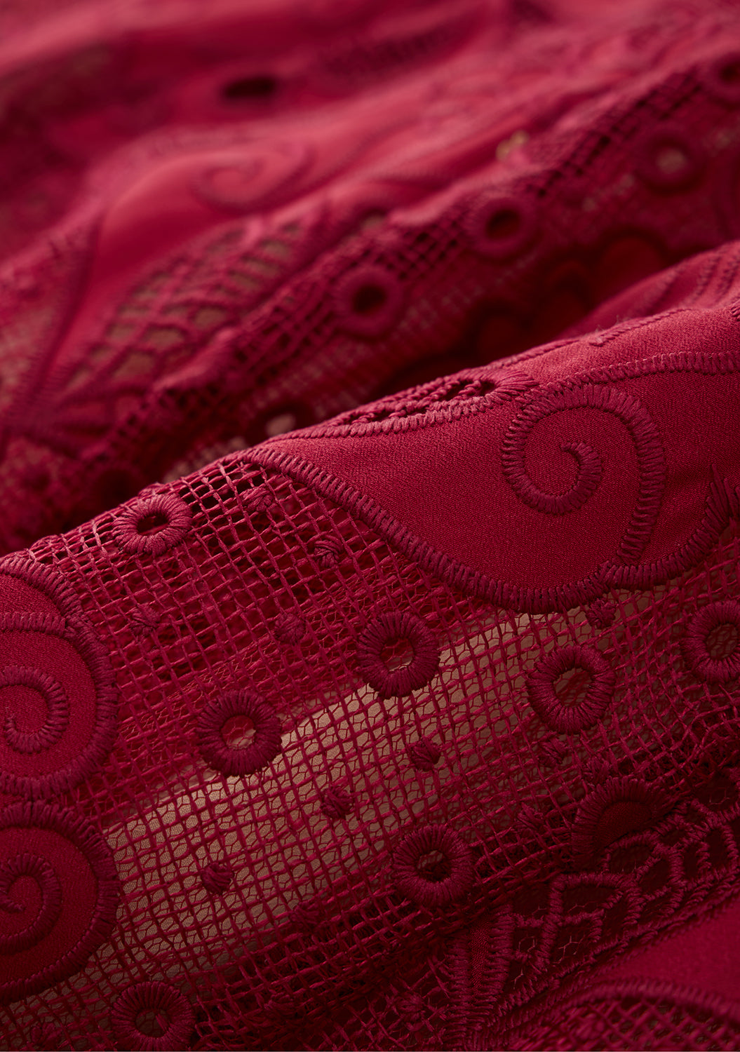 Marlo Kids Gisele Embroidery Mini Dress-Cranberry