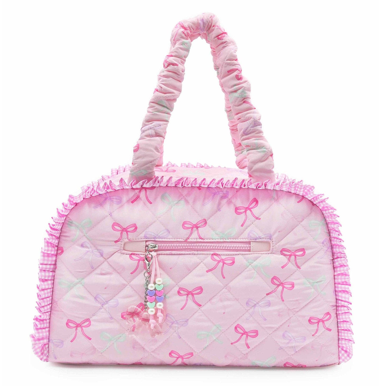 Quilted Bow Printed Medium Duffle Bag