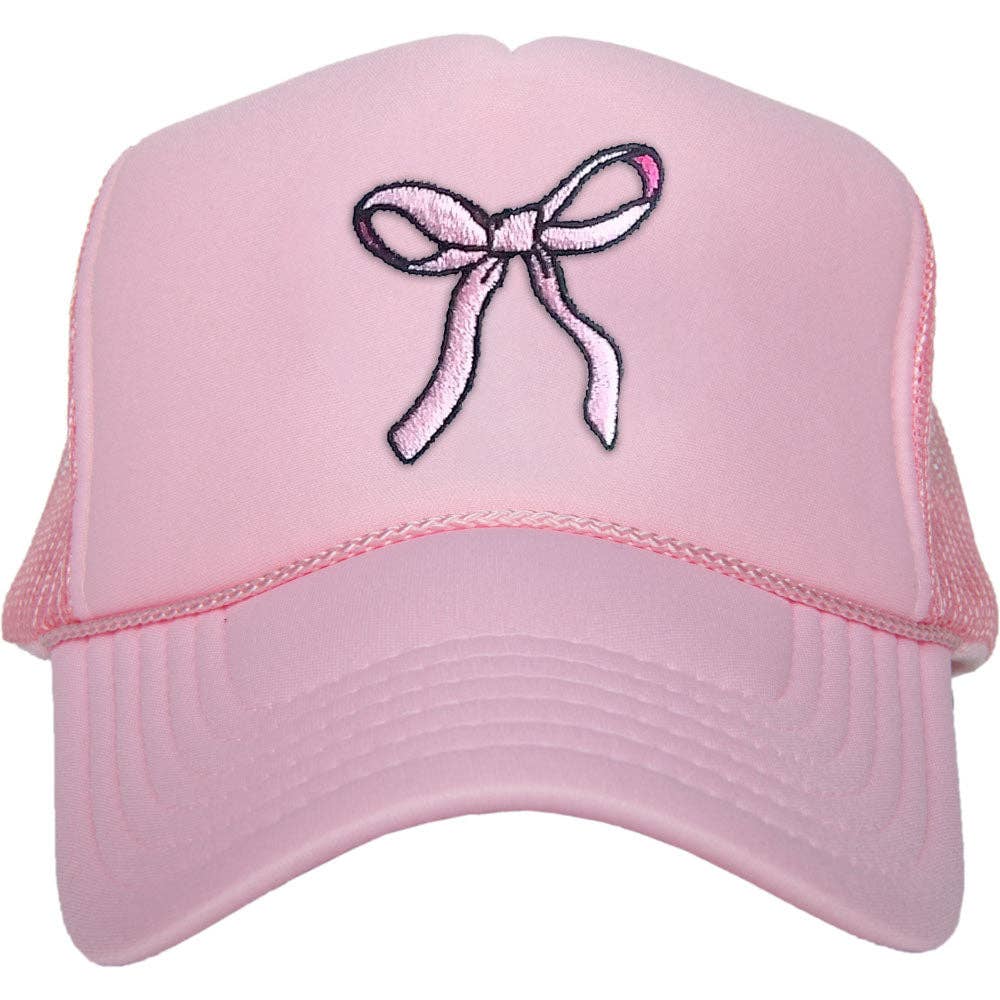 Coquette Pink Bow Trucker Hat-Light Pink