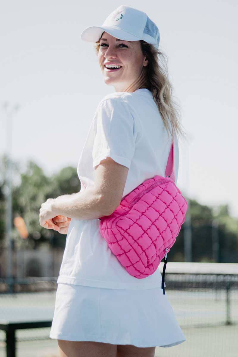 Quilted Crossbody Bag- Hot Pink