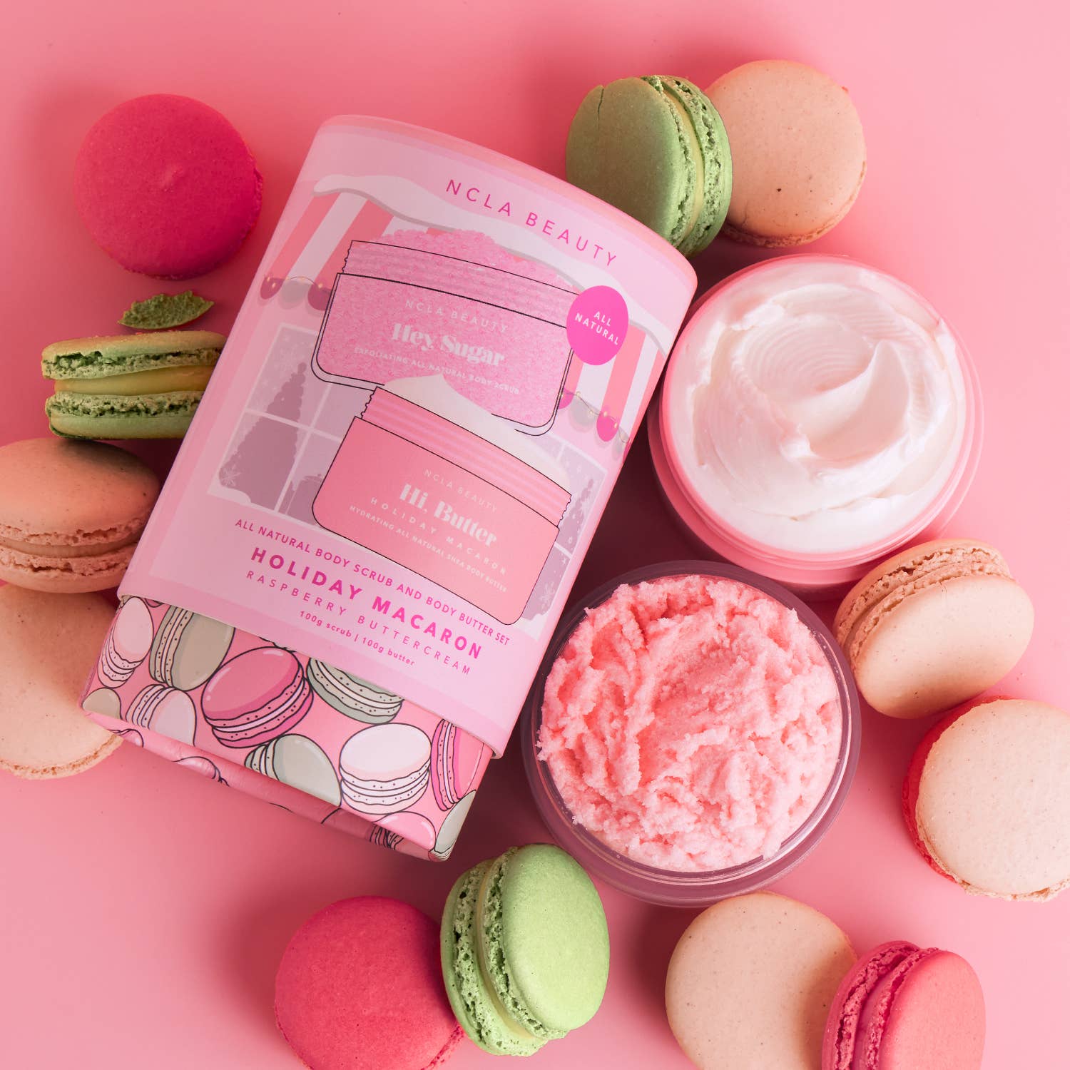 Macaron Body Scrub + Body Butter Beauty Gift Set