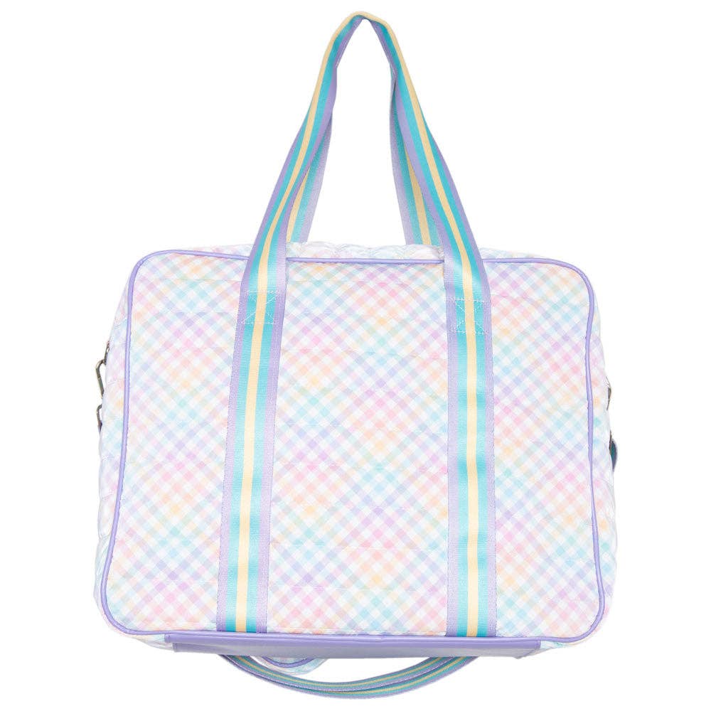 2pc Rainbow Gingham Tote & Pickleball Paddle Bag