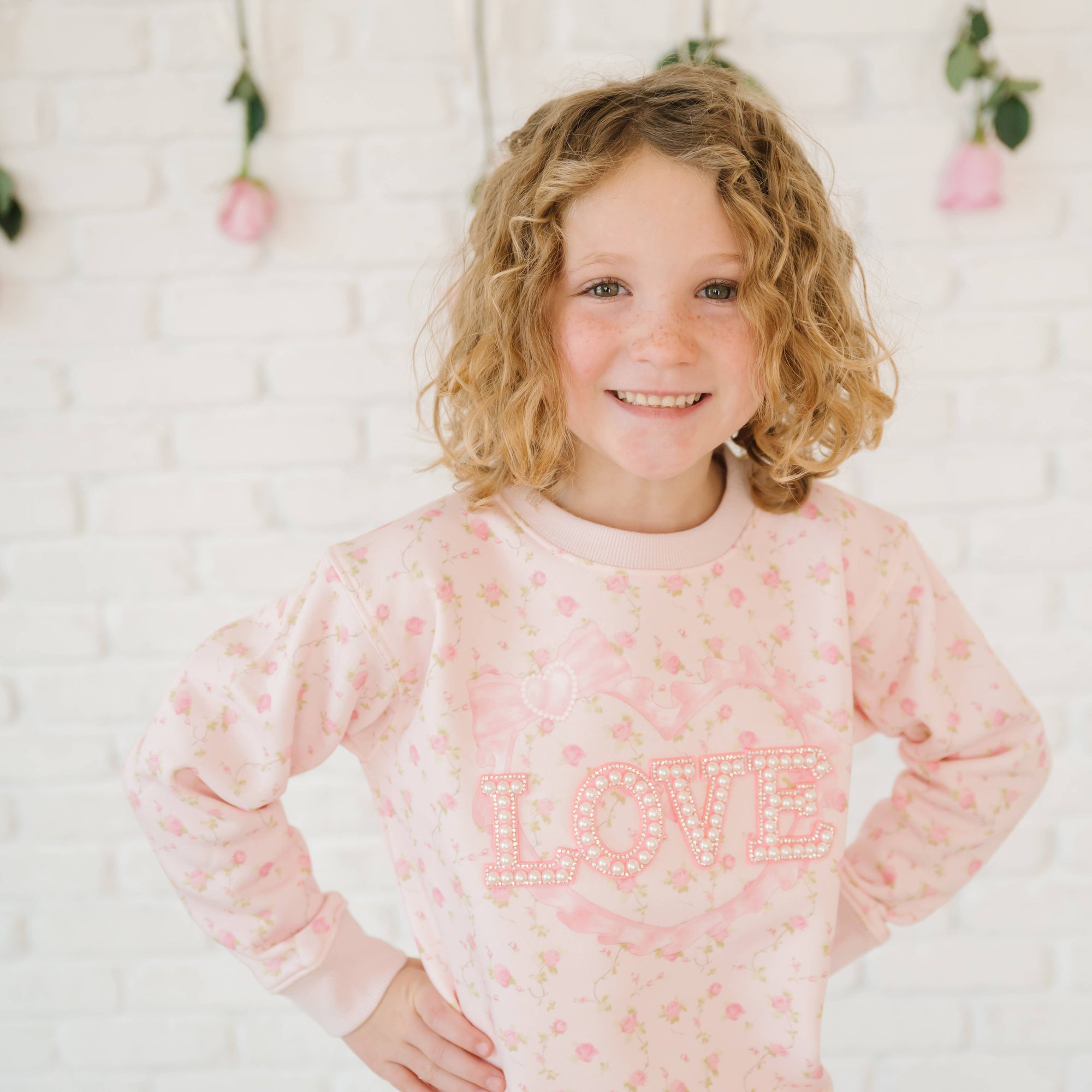 Sweet Wink Pink Rose Love Patch Sweatshirt * Now in Tween Sizes *