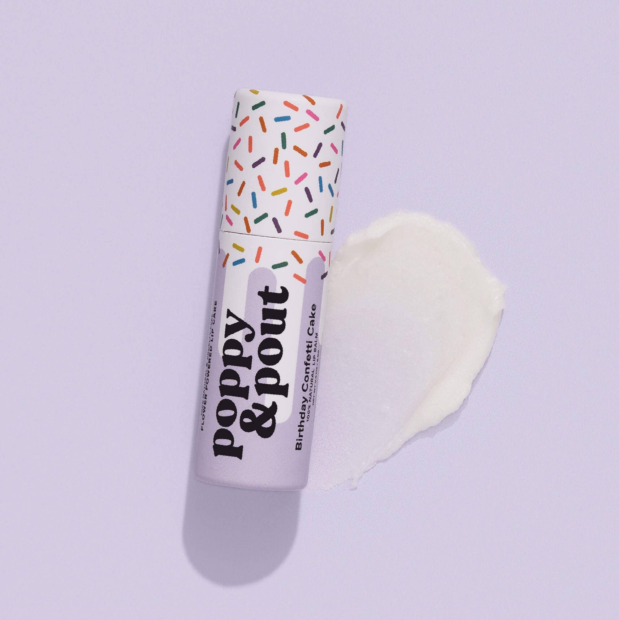 Poppy & Pout Lip Balm - Purple Birthday Confetti Cake