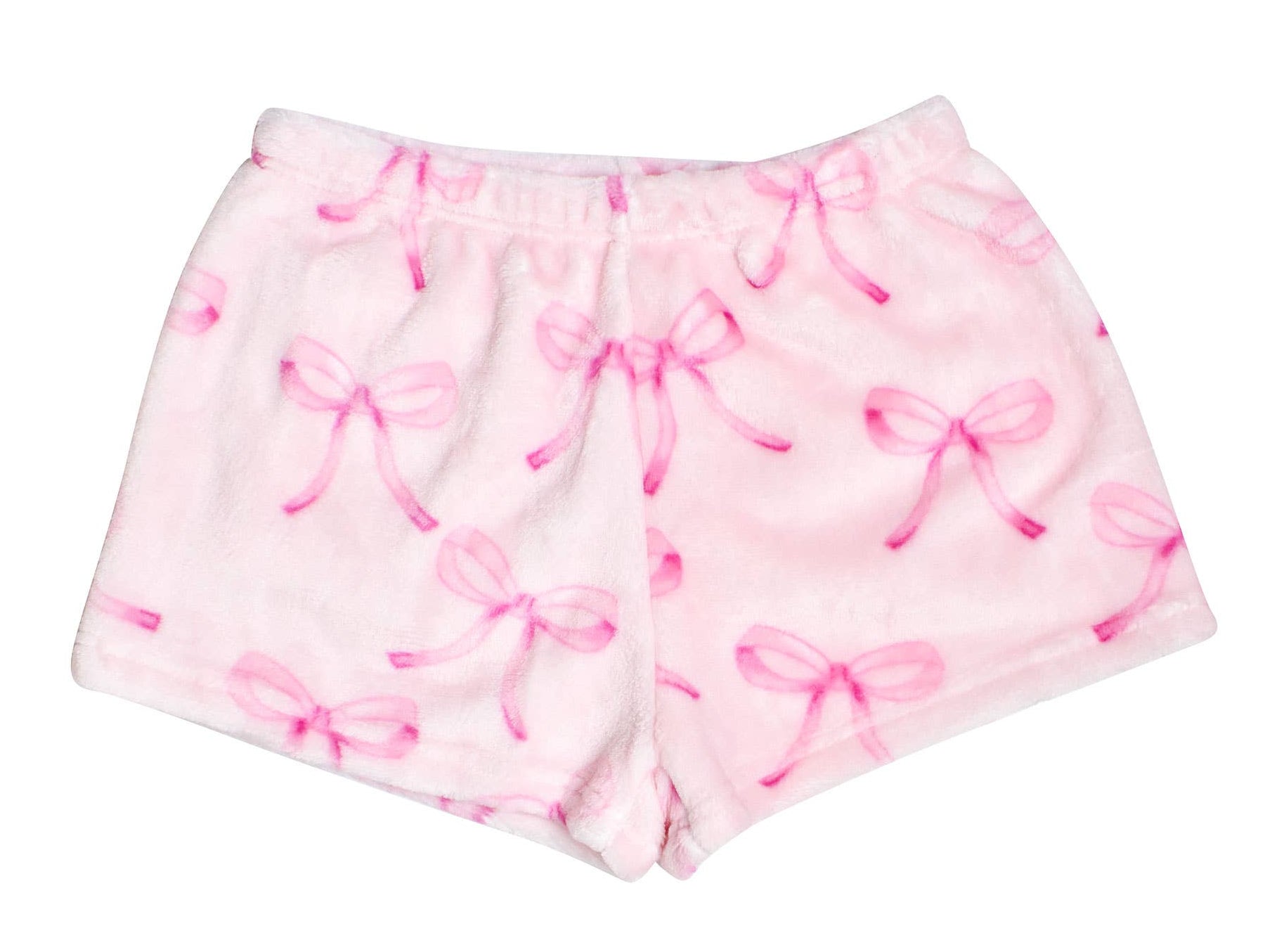Fleece Printed Cozy Shorts- Pink Bow Print