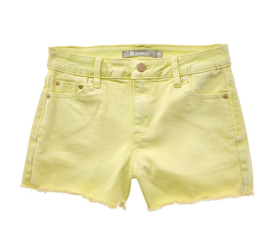 Tractr Brittany Denim Shorts - Lemon