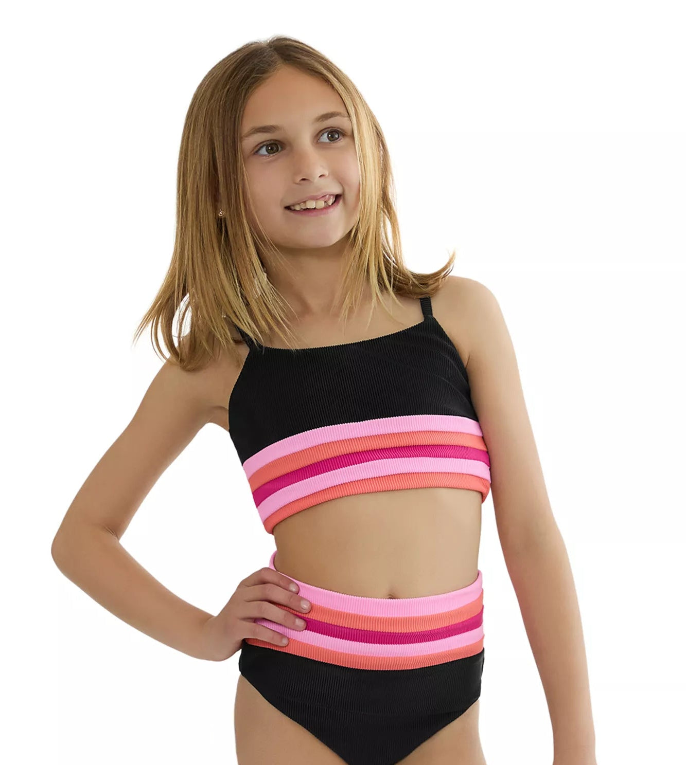 Beach Riot Kids Little Mae Millie Two Piece Swimsuit- Sunrise Colorblock